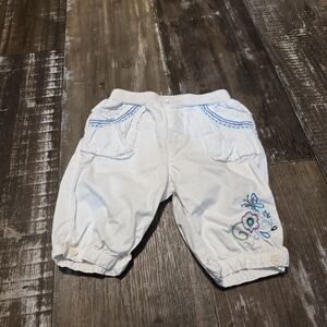 White Embroidered Baby Pants